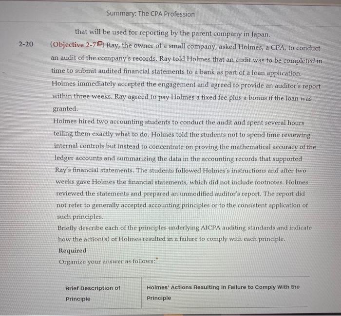 2-20 Summary: The CPA Profession that will be used for reporting by