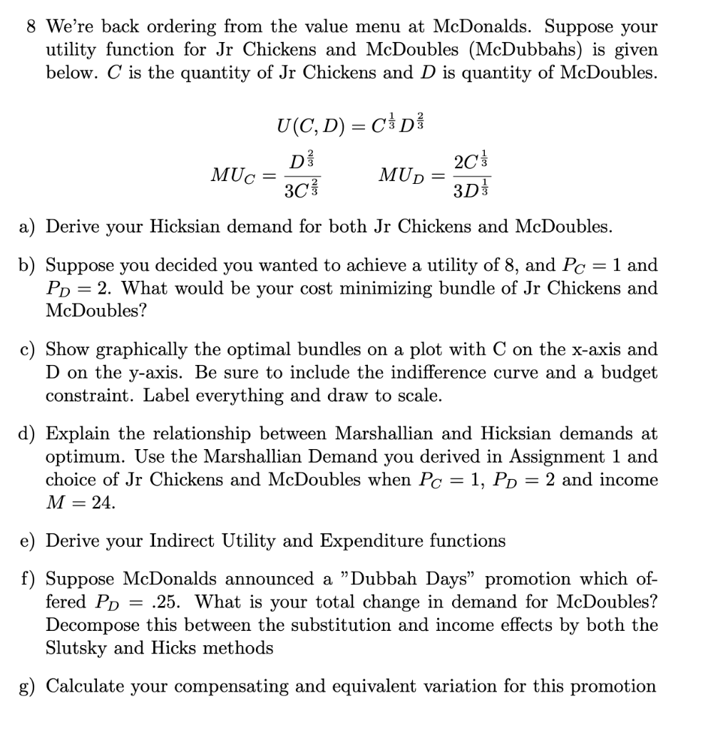 8 We're back ordering from the value menu at McDonalds. Suppose your