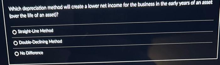 Which depreciation method will create a lower net income for the business