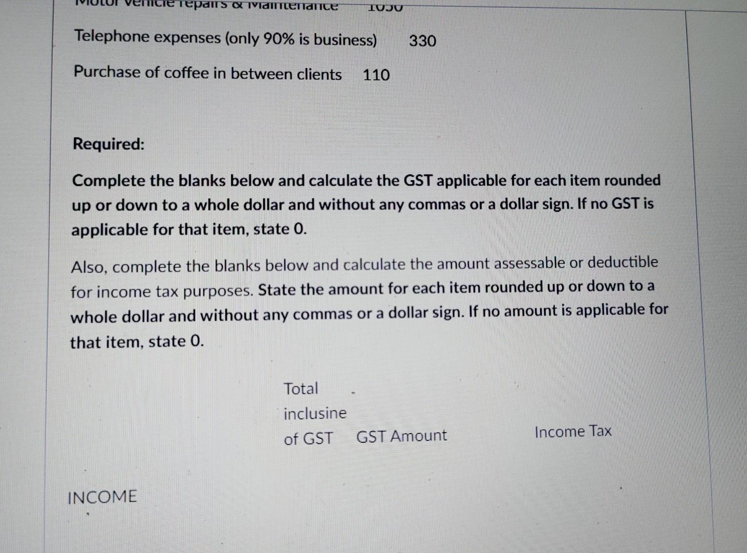 is his income and expenditures under Ride Source Service for the quarter