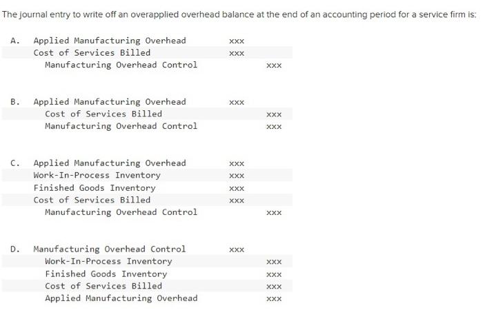 The journal entry to write off an overapplied overhead balance at the