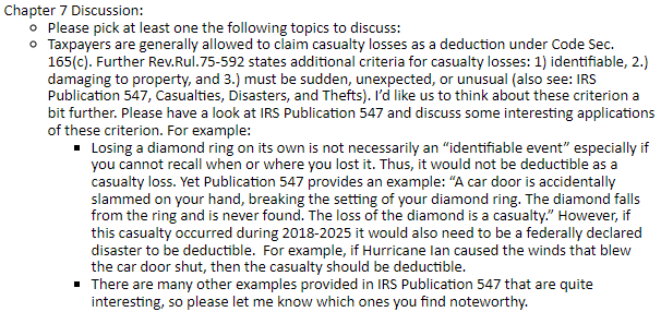 Chapter 7 Discussion: Please pick at least one the following topics to