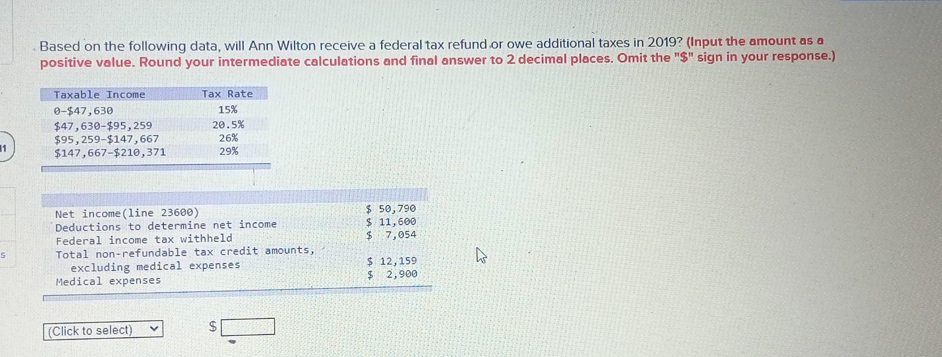 11 Based on the following data, will Ann Wilton receive a federal