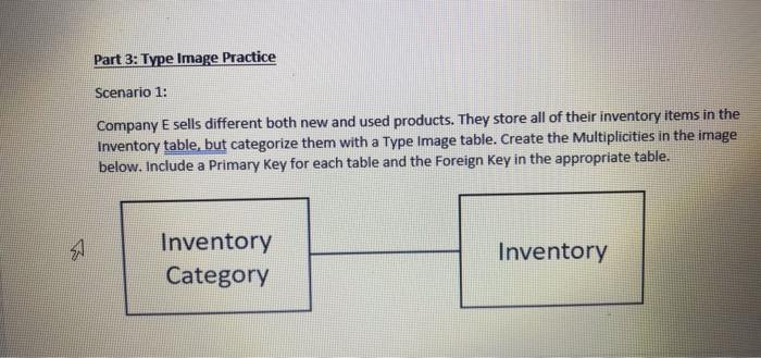 Part 3: Type Image Practice Scenario 1: Company E sells different both
