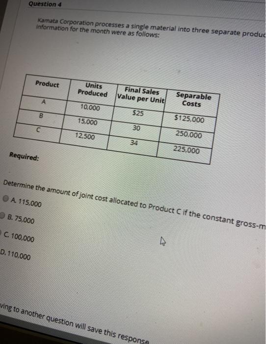 the amount of joint cost allocated to Product C if the constant