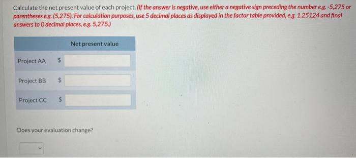 produce the following net annual cash flows: Year AA BB CC 1
