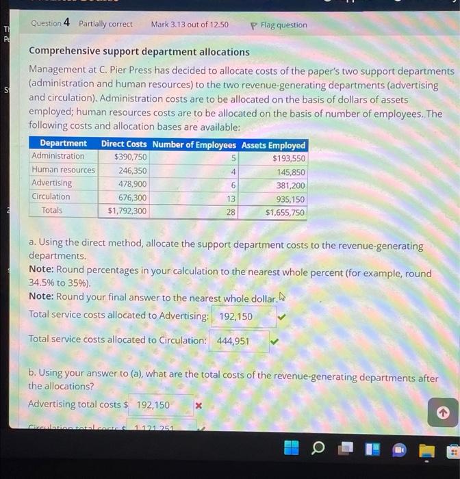 PE T Pe S Question 4 Partially correct Mark 3.13 out of