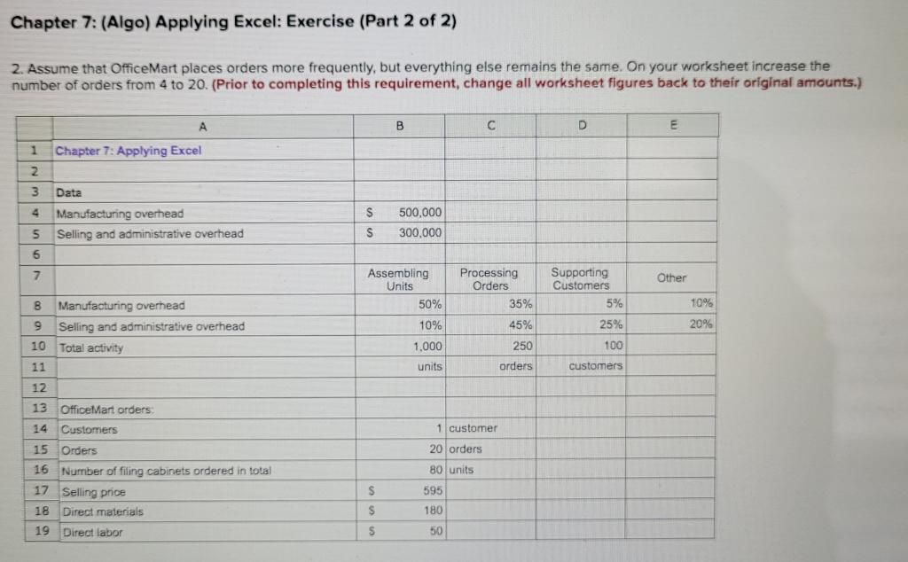 5 Selling and administrative overhead 6 $500,000 $300,000 P Assembling Processing Supporting
