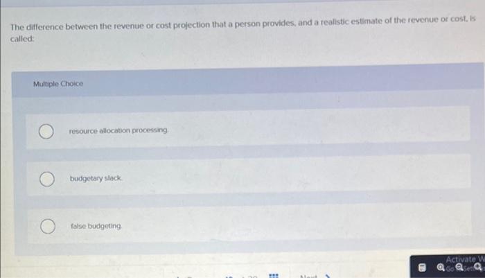 The difference between the revenue or cost projection that a person provides,