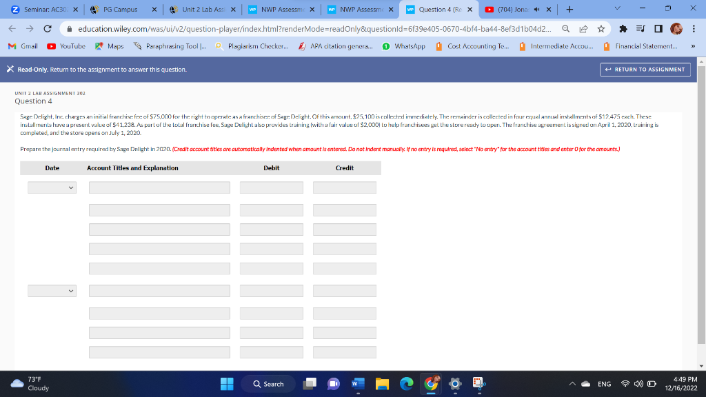 Z Seminar: AC30 X PG Campus Unit 2 Lab Assi x WP