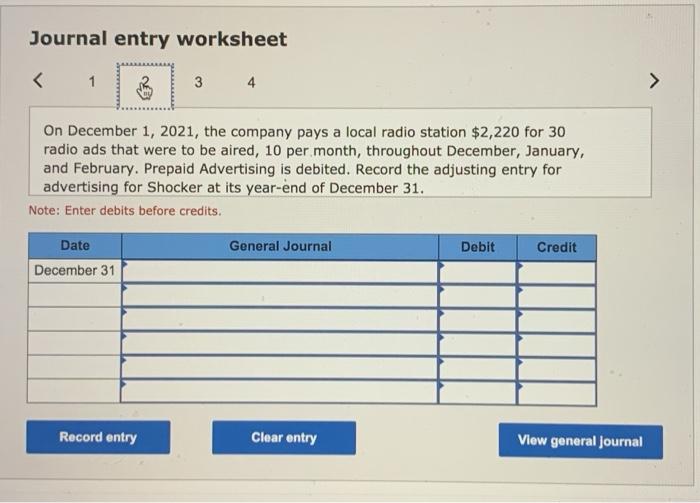 28, 2021, Shocker receives a $2,100 payment from a customer for services