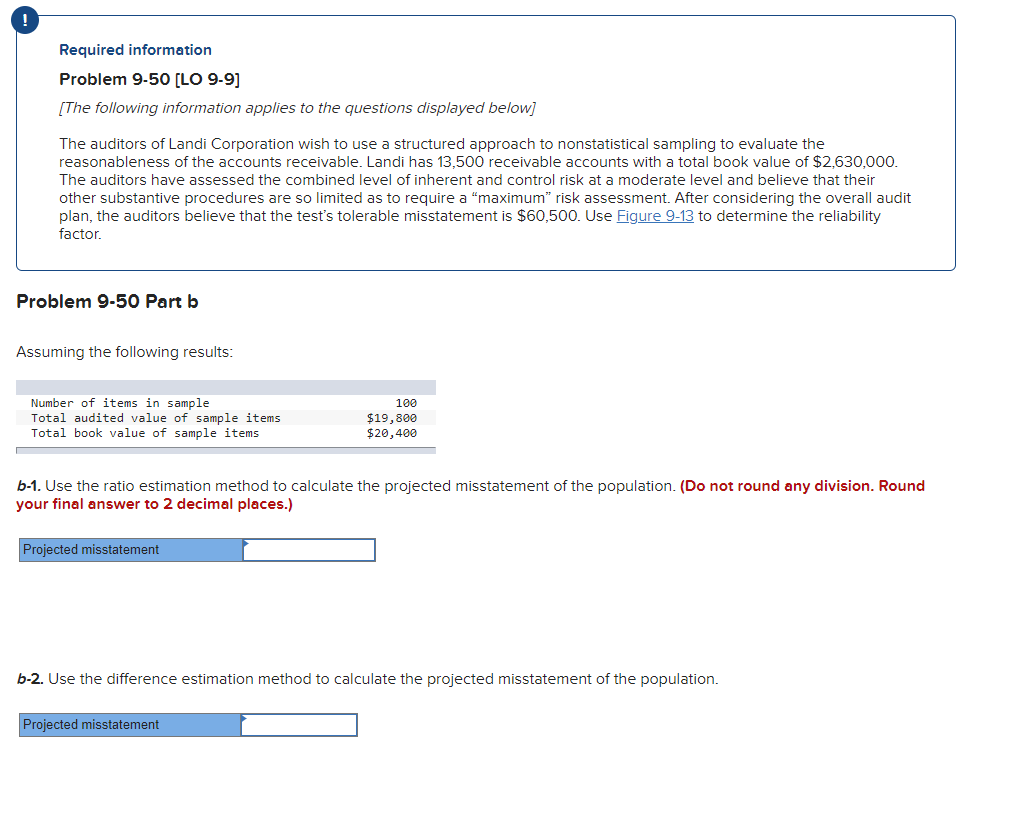 ! Required information Problem 9-50 [LO 9-9] [The following information applies to
