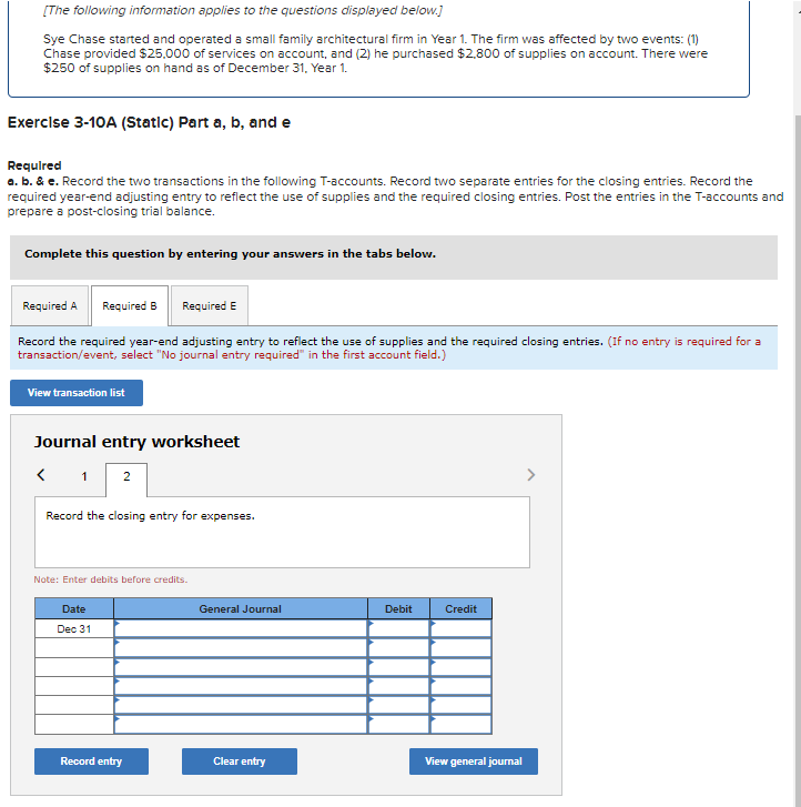 questions displayed below.] Sye Chase started and operated a small family architectural