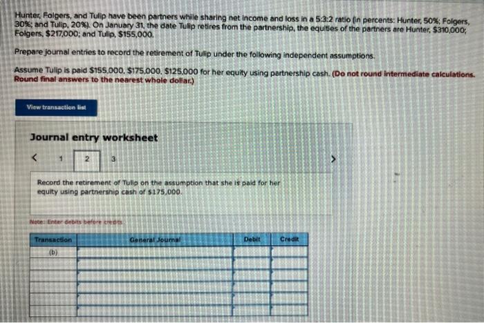 loss in a 5:3:2 ratio (in percents: Hunter, 50%; Folgers, 30%; and