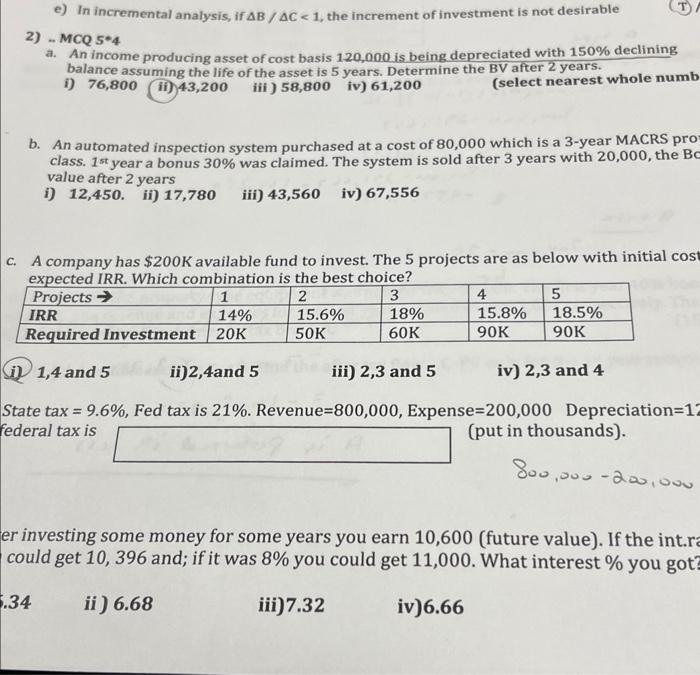e) In incremental analysis, if AB/AC 