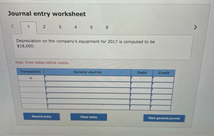 the company's equipment for 2017 is computed to be $18,000. b. The