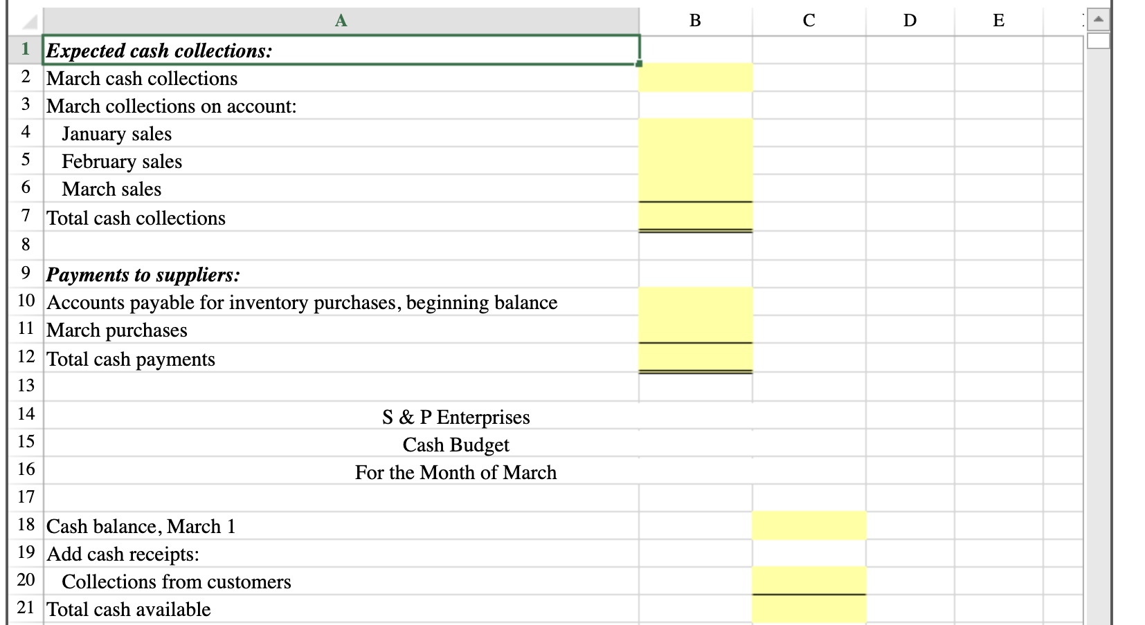 January February March 4 Actual January and February and expected March sales: