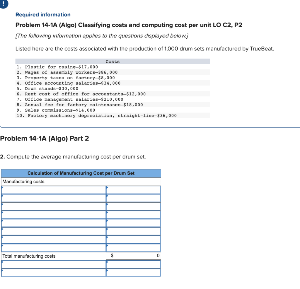 LO C2, P2 [The following information applies to the questions displayed below.]