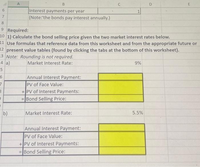 bond selling price given two different market interest rates using the Present