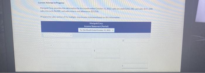 Current Attempt in Progress Marigold Corp provides this information for the month