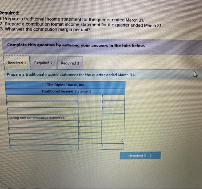 skis. The company assembled the information shown below for the quarter ended