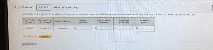 1.1-/10 Points] DETAILS BRECMBC9 19.1.002. Using Table 19-1 and Table 19-2 calculate