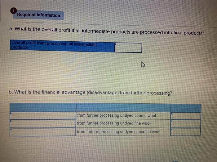 Cost of wool 6 Cost of separation process EA $ 157,000 $