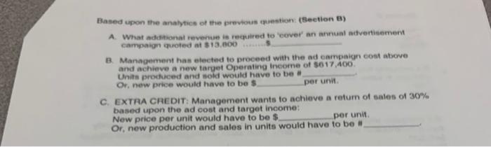 STATEMENT AND RATIOS Units sold 5,000 Price per unit $ 400.00 Sales