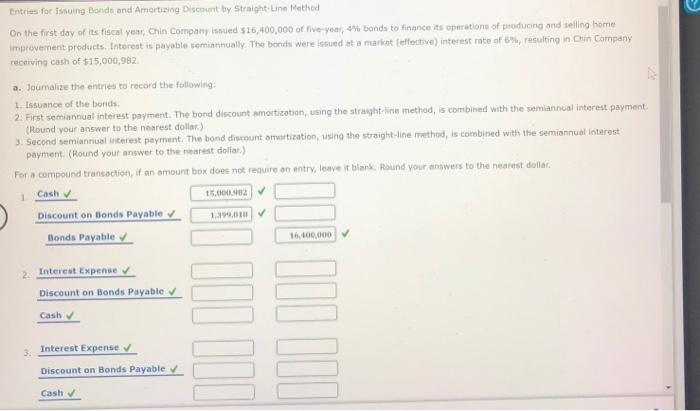 Entries for Issuing Bonds and Amortizing Discount by Straight-Line Method On the