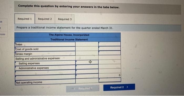 and Contribution Format Income Statements [LO1-6] The Alpine House, Incorporated, is a