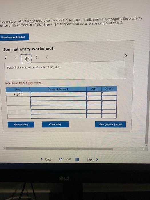 two-year parts warranty to a customer on August 16 of Year 1.