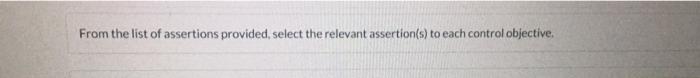 From the list of assertions provided, select the relevant assertion(s) to each