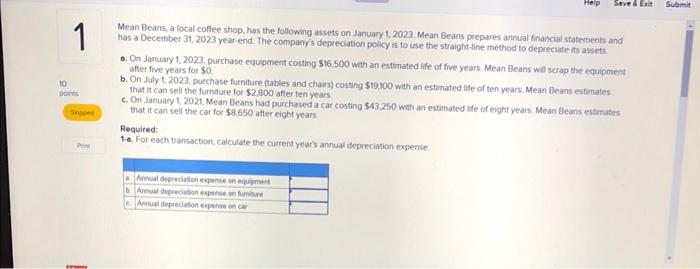Help Save & Exit Submit 10 DON 1 Skipped Prin Mean Beans,