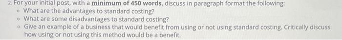 2. For your initial post, with a minimum of 450 words, discuss