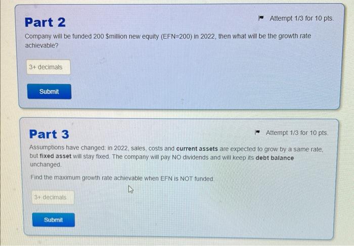 Statement and ending Balance Sheet are given below: Income statement ($ million)