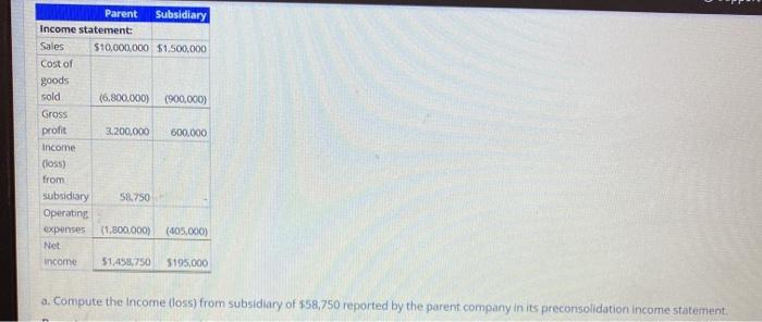 and downstream intercompany inventory profits A parent company purchased a 70% controlling