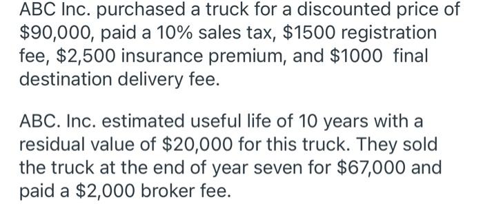 of an item of equipment. Insert "up to date" amounts (or zero)