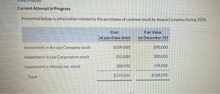 Current Attempt in Progress Presented below is information related to the purchases