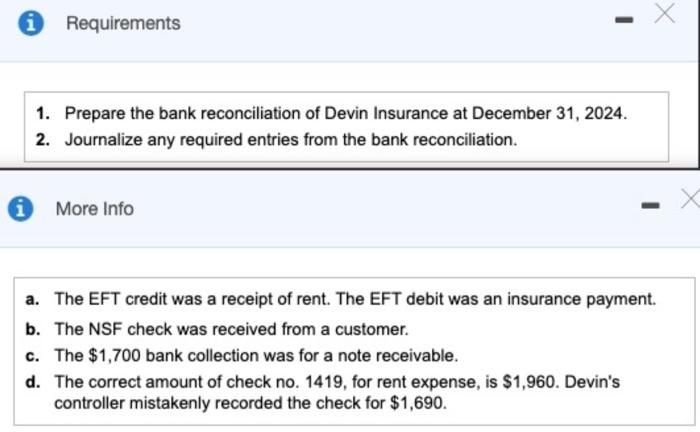 view the checkbook.) Devin's Cash account shows a balance of $16,320 at