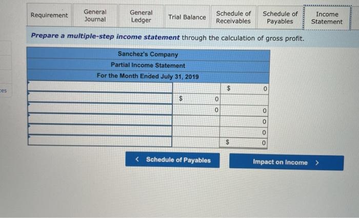 to record the following merchandising transactions of Sanchez's, which uses the perpetual