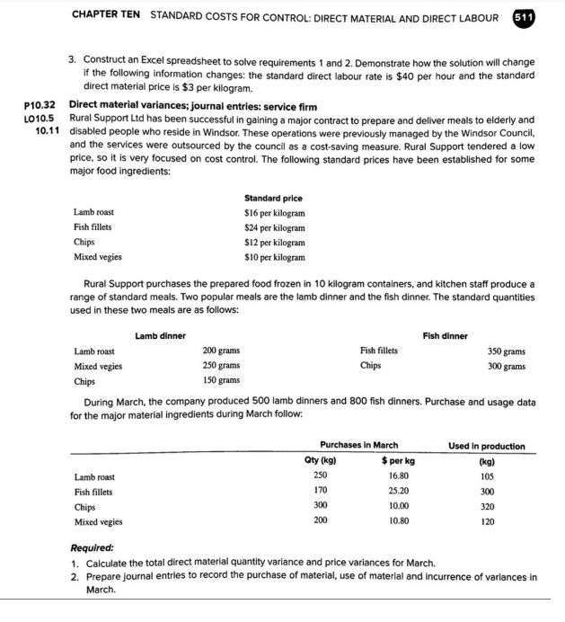 CHAPTER TEN STANDARD COSTS FOR CONTROL: DIRECT MATERIAL AND DIRECT LABOUR 511