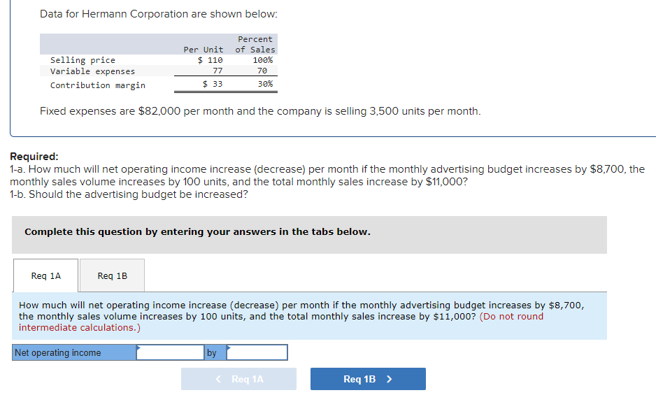 Data for Hermann Corporation are shown below: Percent Per Unit of Sales