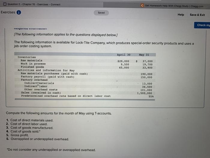 Question 2-Chapter 15- Exercises - Connect Exercises C Get Homework Help With