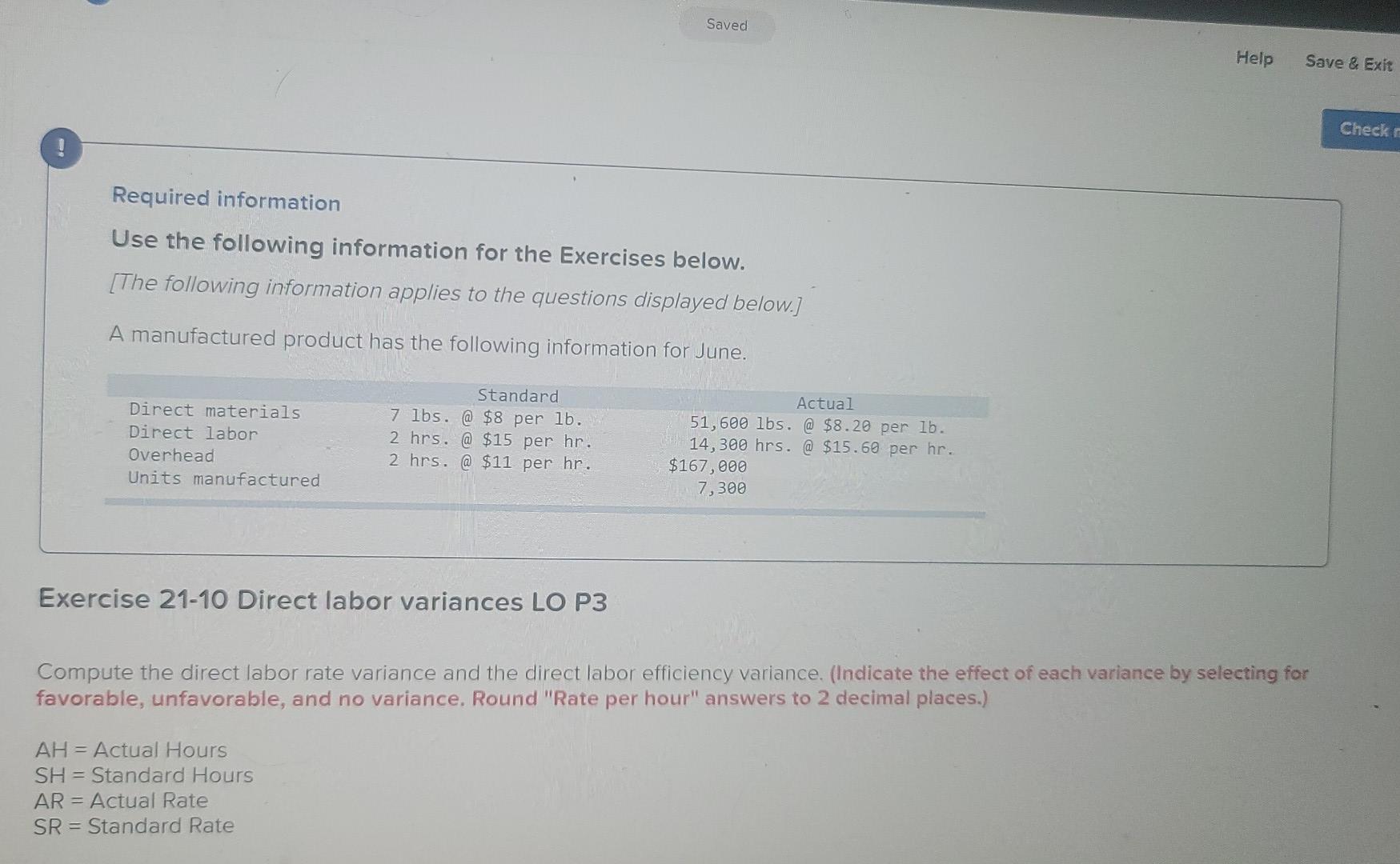 Saved Help Save & Exit Required information Use the following information for
