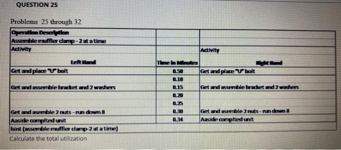 QUESTION 25 Problems 25 through 32 Operation Description Assemble muffler clamp-2 at