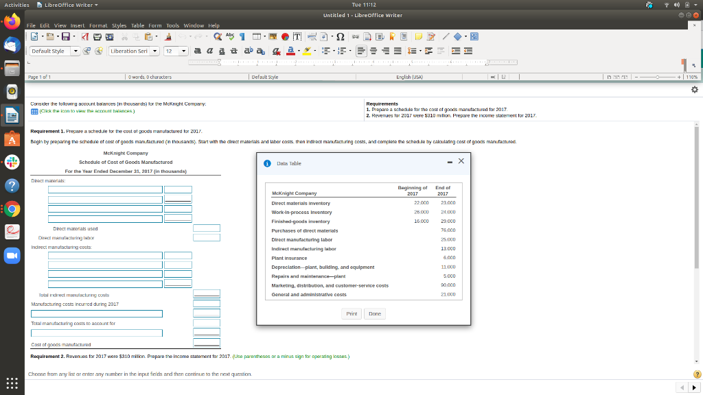 Activities LibreOffice Writer File Edit View Insert Format Styles Table Form Tools
