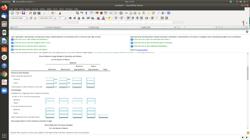 account balances.) Default Style Tue 11:12 Untitled 1 - LibreOffice Writer E
