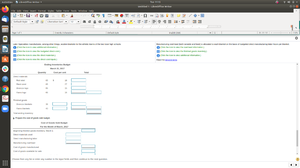 cost of goods manufactured for 2017. Begin by preparing the schedule of