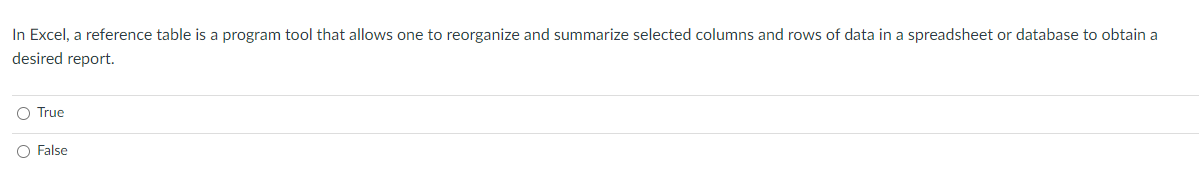 In Excel, a reference table is a program tool that allows one