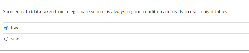 Sourced data (data taken from a legitimate source) is always in good